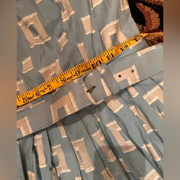 Vintage 1950’s store Stock Blue and White Geometric Dress - Picture 3 of 8